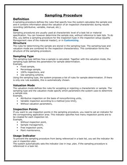 Sampling Procedure
Definition
A sampling procedure defines the rules that specify how the system calculates the sample size