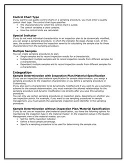 Control Chart Type
If you want to use quality control charts in a sampling procedure, you must enter a quality 
control chart