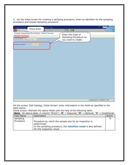 2. On the initial screen for creating a sampling procedure, enter an identifier for the sampling 
procedure and choose Sampli