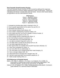 Post Traumatic Growth Inventory Guide | PDF | Psychological Trauma ...
