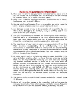 Student Let House Rules Dormitory Rules and Regulations Guide | PDF | Dormitory | Business