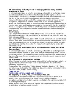 23. Calculating maturity of bill or note payable so many months 
after date or sight
In calculating the date at which a promi