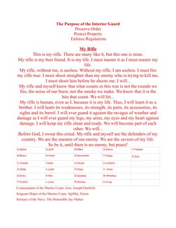 The Purpose of the Interior Guard
Preserve Order
Protect Property
 Enforce Regulations
My Rifle
This is my rifle. There are m