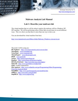 Strategic Security, Inc. ©
http://www.strategicsec.com/ (http://www.strategicsec.com/)
 
Malware Analysis Lab Manual
Lab 1: D