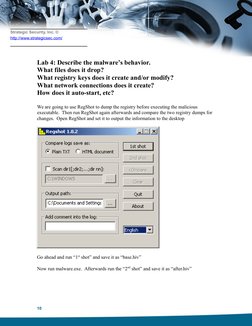 Strategic Security, Inc. ©
http://www.strategicsec.com/ (http://www.strategicsec.com/)
Lab 4: Describe the malware’s behavior