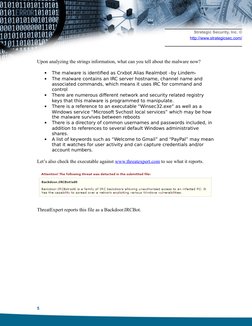 Strategic Security, Inc. ©
http://www.strategicsec.com/ (http://www.strategicsec.com/)
 
Upon analyzing the strings informati