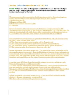 Nursing Delegation Questions for NCLEX-PN
NCLEX-PN test has a lot of delegation questions having to do with what job 
you can