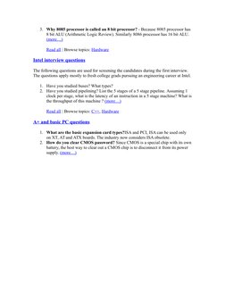 3. Why 8085 processor is called an 8 bit processor? - Because 8085 processor has 
8 bit ALU (Arithmetic Logic Review). Simila