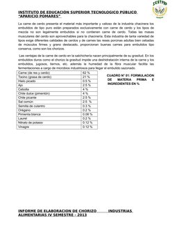 INSTITUTO DE EDUCACIÓN SUPERIOR TECNOLOGICO PÚBLICO 
“APARICIO POMARES”
 
  
La carne de cerdo presenta el material más impor