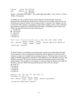 WACC Practice Exam Questions | PDF | Cost Of Capital | Stocks