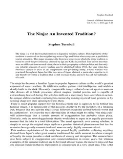 Stephen Turnbull
Journal of Global Initiatives
Vol. 9, No. 1, 2014, pp. 9-26
The Ninja: An Invented Traditio