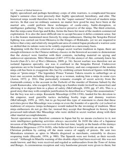 12 Journal of Global Initiatives
highly specialized and perhaps hereditary corps of elite warriors, is complicated because