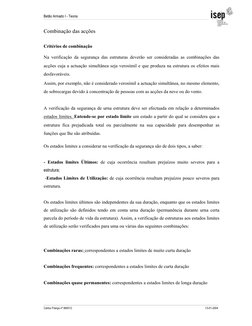 Betão Armado I - Teoria 
 
 
Carlos França nº 980012  
 
           13-01-2004 
 
Combinação das acções 
Critérios de combina
