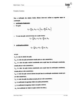 Betão Armado I - Teoria 
 
 
Carlos França nº 980012  
 
           13-01-2004 
 
Estados Limites