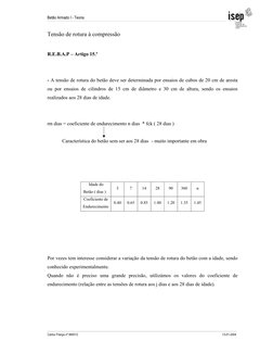 Betão Armado I - Teoria 
 
 
Carlos França nº 980012  
 
           13-01-2004 
 
Tensão de rotura à compressão 
 
 
R.E.B.A.