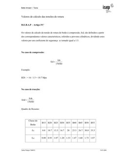 Betão Armado I - Teoria 
 
 
Carlos França nº 980012  
 
           13-01-2004 
 
Valores de cálculo das tensões de rotura
