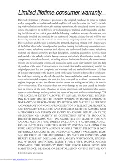 i
© 2008 directed electronics
Limited lifetime consumer warranty
Directed Electronics ("Directed") promises to the original p