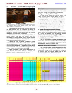 World Placer Journal – 2007, Volume 7, pages 66-161.                www.mine.mn 
 
76
2:  
Cyanide – chemical leaching of gol