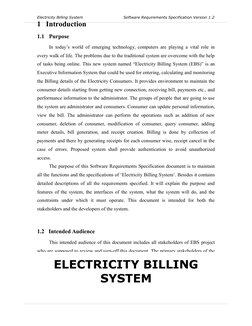 Electricity Billing System Software Requirements Specification Version 1.2
1 Introduction
1.1
P