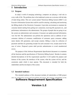 Electricity Billing System Software Requirements Specification Version 1.2
1 Introduction
1.1
P