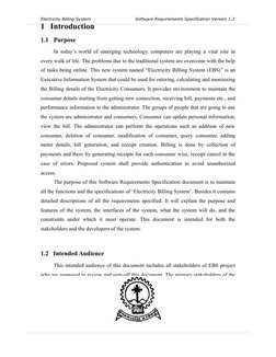 Electricity Billing System Software Requirements Specification Version 1.2
1 Introduction
1.1
P