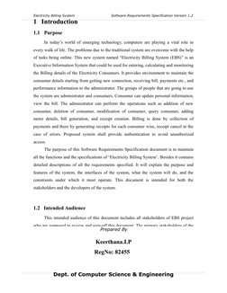 Electricity Billing System Software Requirements Specification Version 1.2
1 Introduction
1.1
P