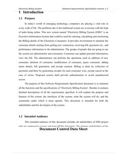 Electricity Billing System Software Requirements Specification Version 1.2
1 Introduction
1.1
P