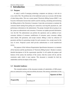 Electricity Billing System Software Requirements Specification Version 1.2
1 Introduction
1.1
P
