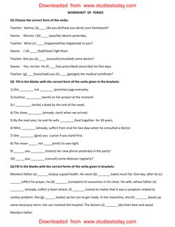 Class 8 Tenses Worksheet with Answers | PDF | Linguistics | Syntax