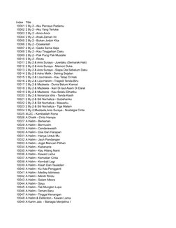 Index
Title
10001 2 By 2 - Aku Percaya Padamu
10002 2 By 2 - Aku Yang Terluka
10003 2 By 2 - Amoi Amoi
10004 2 By 2 - Anak Za