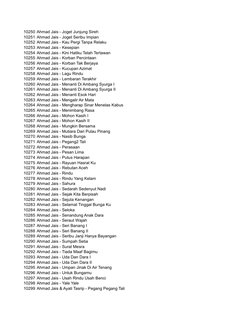 10250 Ahmad Jais - Joget Junjung Sireh
10251 Ahmad Jais - Joget Seribu Impian
10252 Ahmad Jais - Kau Pergi Tanpa Relaku
10253