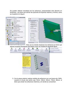 Se pueden obtener resultados de los esfuerzos, presionándole click derecho en
tensiones, y se tiene que activar las opciones