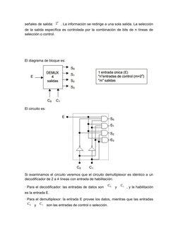 señales de salida: 2
n . La información se redirige a una sola salida. La selección
de la salida específica es controlada por