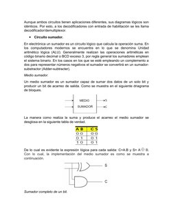 Aunque ambos circuitos tienen aplicaciones diferentes, sus diagramas lógicos son
idénticos. Por esto, a los decodificadores c