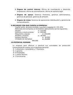 Órgano  de  control  interno: Oficina  de  investigación  y  desarrollo
empresarial, oficina de racionalización, oficina de