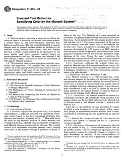 ~~~ Designation: D 1535 - 89 
Standard;.T~'$t,~Metho_c;t for' 
".,!; 
, 
Specifying Color by the Munsell System'1 
., .;' 
Th