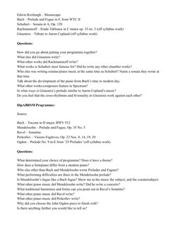 Edwin Roxburgh – Moonscape
Bach – Prelude and Fugue in F, from WTC II
Schubert – Sonata in A, Op. 120
Rachmaninoff – Etude-Ta