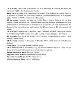 23 de marzo: Natalicio de Jóvito Villalba (1908), Creación de la Sociedad Bolivariana de
Venezuela (1938) y Día Meteorológico