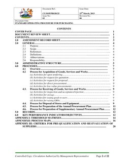 Document Ref.: 
Issue Date:  
CU/SOP/PROD/25 
25th March, 2013 
Issue No.: 
Revision No.: 
02 
00 
Document Title: 
STANDAR
