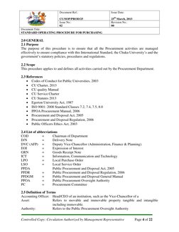 Document Ref.: 
Issue Date:  
CU/SOP/PROD/25 
25th March, 2013 
Issue No.: 
Revision No.: 
02 
00 
Document Title: 
STANDAR