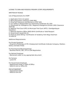 LTOPF Requirements for Firearm License | PDF | Finance & Money Management