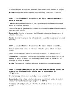 Si ambos sensores de velocidad del motor están defectuosos el motor se apagará.
Acción - Compruebe la velocidad del motor sen