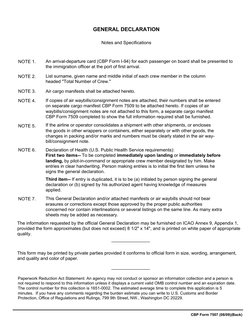 U.S. Customs General Declaration Form | PDF | U.S. Customs And Border ...