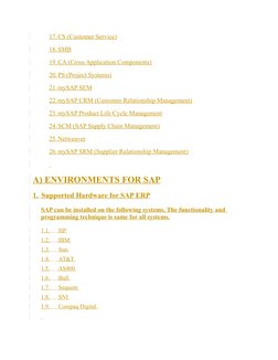 17. CS (Customer Service)
18. SMB
19. CA (Cross Application Components)
20. PS (Project Systems)
21. mySAP SEM
22. mySAP CRM
