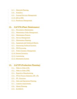 11.7.       Materials Planning 
11.8.       Workflow 
11.9.       External Services Management 
11.10.  QM in MM 
11.11.  War