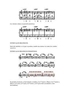 Los mismos enlaces en posición pianística: 
 
 
INTERVALOS MELÓDICOS: 
 
Intervalo melódico es el que se produce cuando una