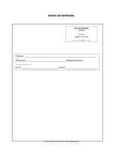 NOTAS DE REMISIÓN.
P & G, S.A. DE C.V.
Actividades de impresión y venta de otros productos.
Final 17 Av. Sur entrada a Col. S