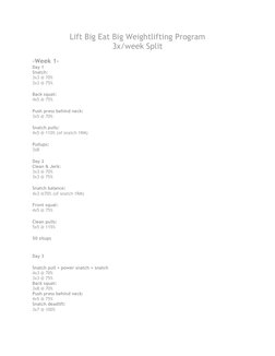 12-Week Olympic Weightlifting Plan | PDF | Individual Sports | Athletic ...