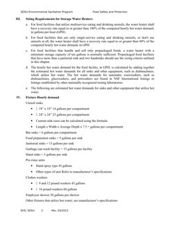 SDSU Environmental Sanitation Program
Food Safety and Protection
III.
Sizing Requirements for Storage Water Heaters 
a.
For f