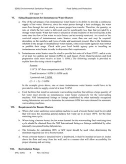 SDSU Environmental Sanitation Program
Food Safety and Protection
KW input = 8 
VI.
Sizing Requirements for Instantaneous Wate